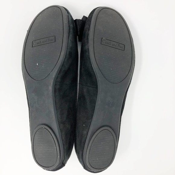 Coach and Four Black Suede Flats with Bows - Picture 4 of 5